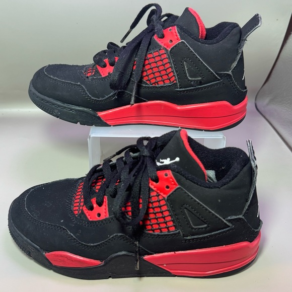 Nike Air Jordan 4 Retro “Red Thunder” Sneakers Toddler’s SZ 12 C - Picture 6 of 13